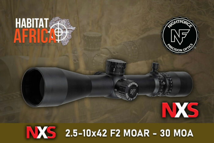 NightForce-NXS-2.5-10x42-F2-MOAR-30-MOA-Riflescope-Habitat-Africa-New