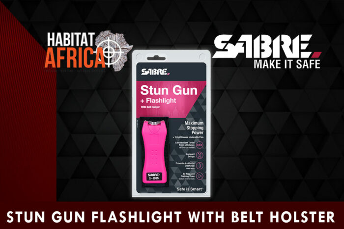 Sabre-Stun-Gun-and-Flashlight-with-Belt-Holster-Pink-Habitat-Afrca-1