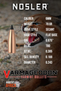 Nosler-Varmageddon-FB-Tipped-6mm-70-grain-Habitat-Africa-2