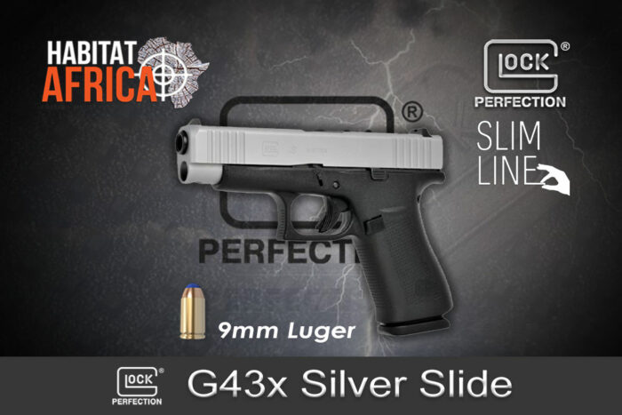 Glock-43x-Silver-Slide-Slimline-Subcompact-9mm-Luger-Habitat-Africa-Pistols