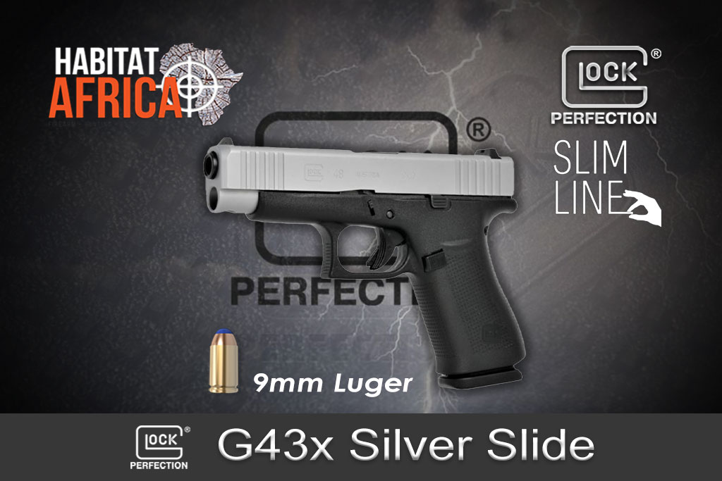 Glock-43x-Silver-Slide-Slimline-Subcompact-9mm-Luger-Habitat-Africa-Pistols