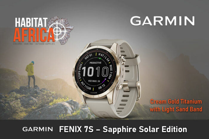 Garmin-Fenix-7S-Sapphire-Solar-Edition-Cream-Gold-Titanium-with-Light-Sand-Band-Habitat-Africa