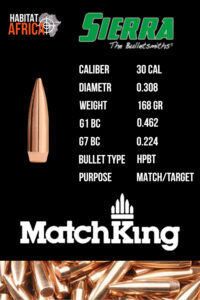 Sierra-MatchKing-30-Cal-.308-168gr-HPBT-Bullet-Info-Habitat-Africa