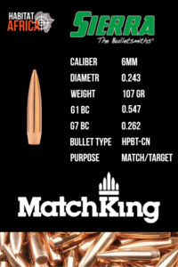 Sierra-MatchKing-6mm-.243-107gr-HPBT-CN-Bullet-Info-Habitat-Africa