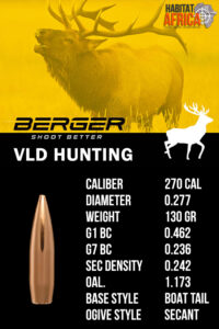 Berger-VLD-Hunting-270-Cal-.277-130gr-Bullet-Info-Habitat-Africa