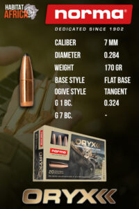Norma-Oryx-7mm-.284-170gr-Bullet-Info-Habitat-Africa