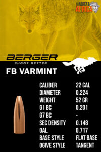 Berger-FB-Varmint-22-Cal-.224-52gr-Bullet-Info-Habitat-Africa