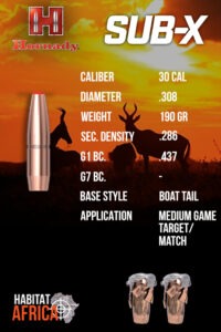 Hornady-Sub-X-30-Cal-.308-190gr-Bullet-Info-Habitat-Africa