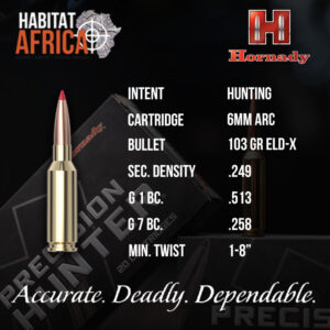 Hornady-6mm-ARC-103-grain-ELD-X-Ammunition-Info-Habitat-Africa