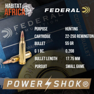 Federal-Power-Shok-22-250-Remington-55-grain-Ammunition-Info-Habitat-Africa