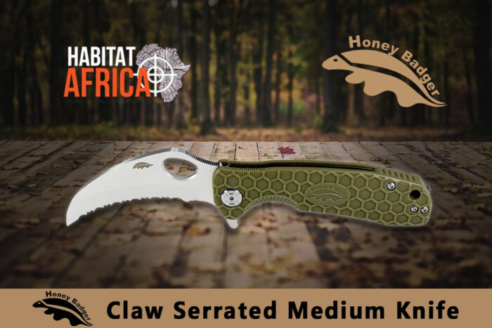 Honey-Badger-Claw-Serrated-Medium-Knife-Green-Habitat-Africa-1